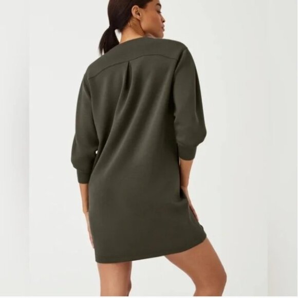 Spanx AirEssentials Crew Neck Shift Dress Dark Palm Green Airluxe Pockets XL - Picture 2 of 7